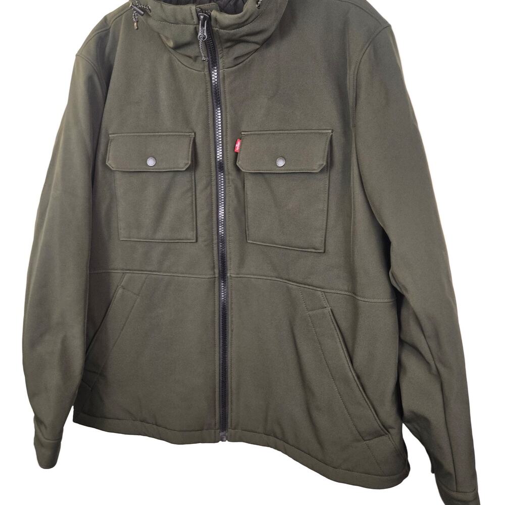 GORPCORE STREETWEAR Levi's Men's Hooded Full Zip Jacket Olive Green XL Quilted